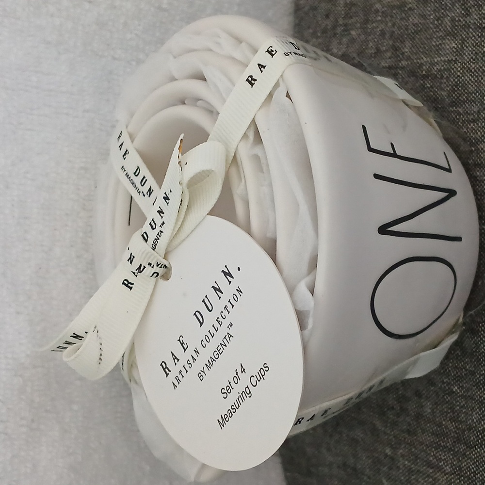 White matte ceramic measuring cups by Rae Dunn - Picture 2 of 3